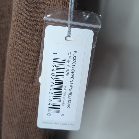 Brochu Walker Loreen Layered Tank Top in Porcini Tan & White Combo, Size Small - Picture 8 of 9